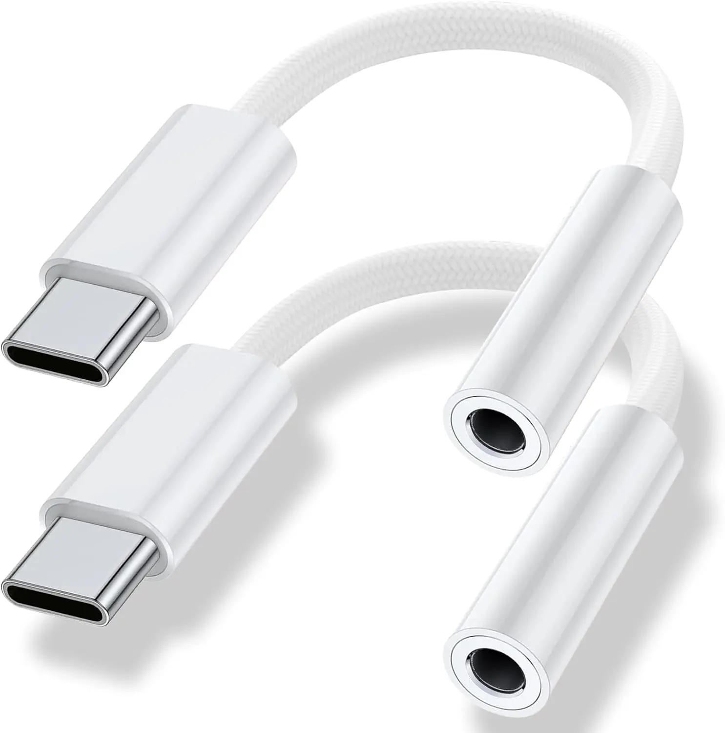 2-Pack USB Type-C to 3.5mm Headphone Jack Adapter, Aux Audio Dongle Cable for iPhone 17/16/15 Pro Series, iPad Pro, MacBook, Samsung Galaxy S24-S21, Pixel 9-8