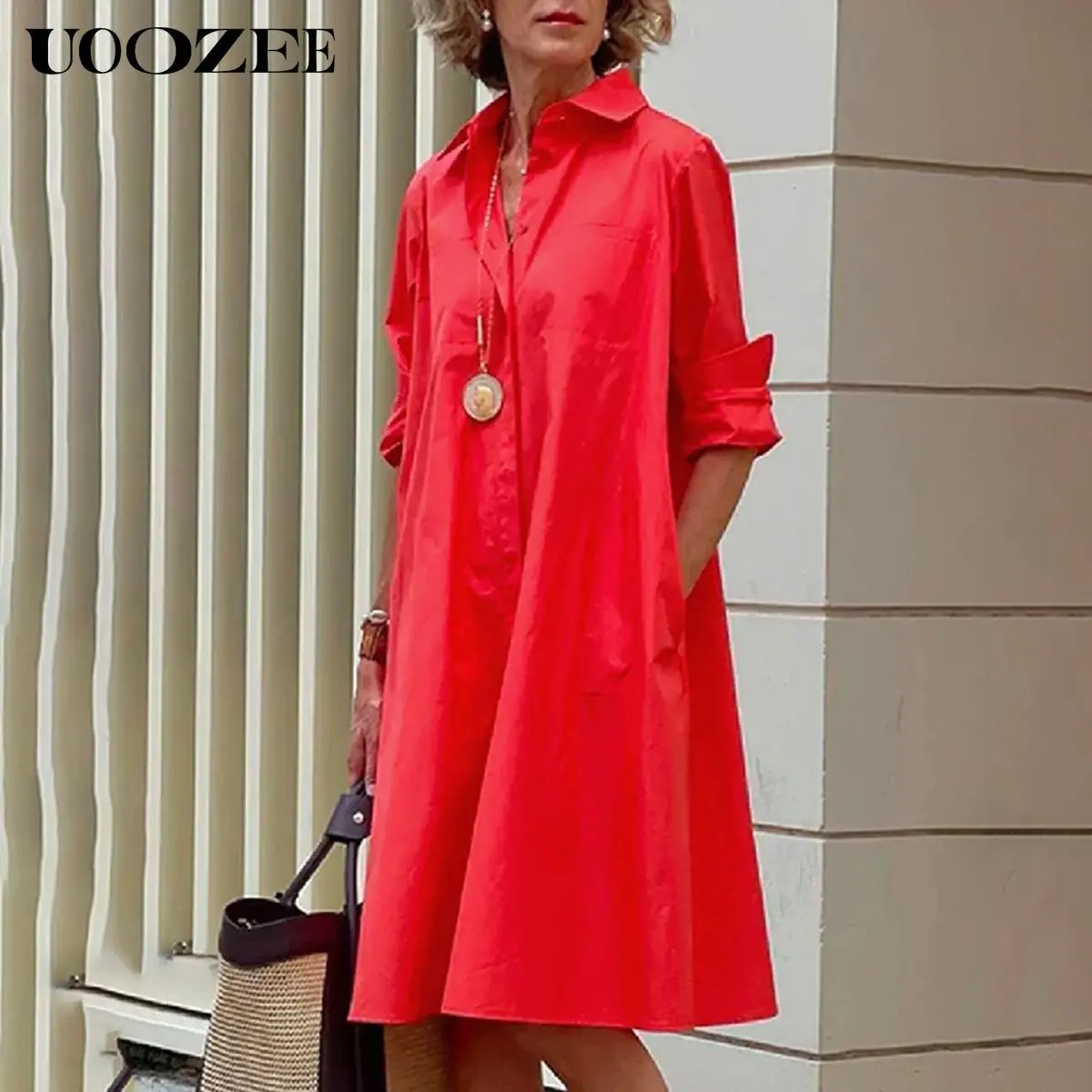 Red Shirt Dress(No Balloon Hem)