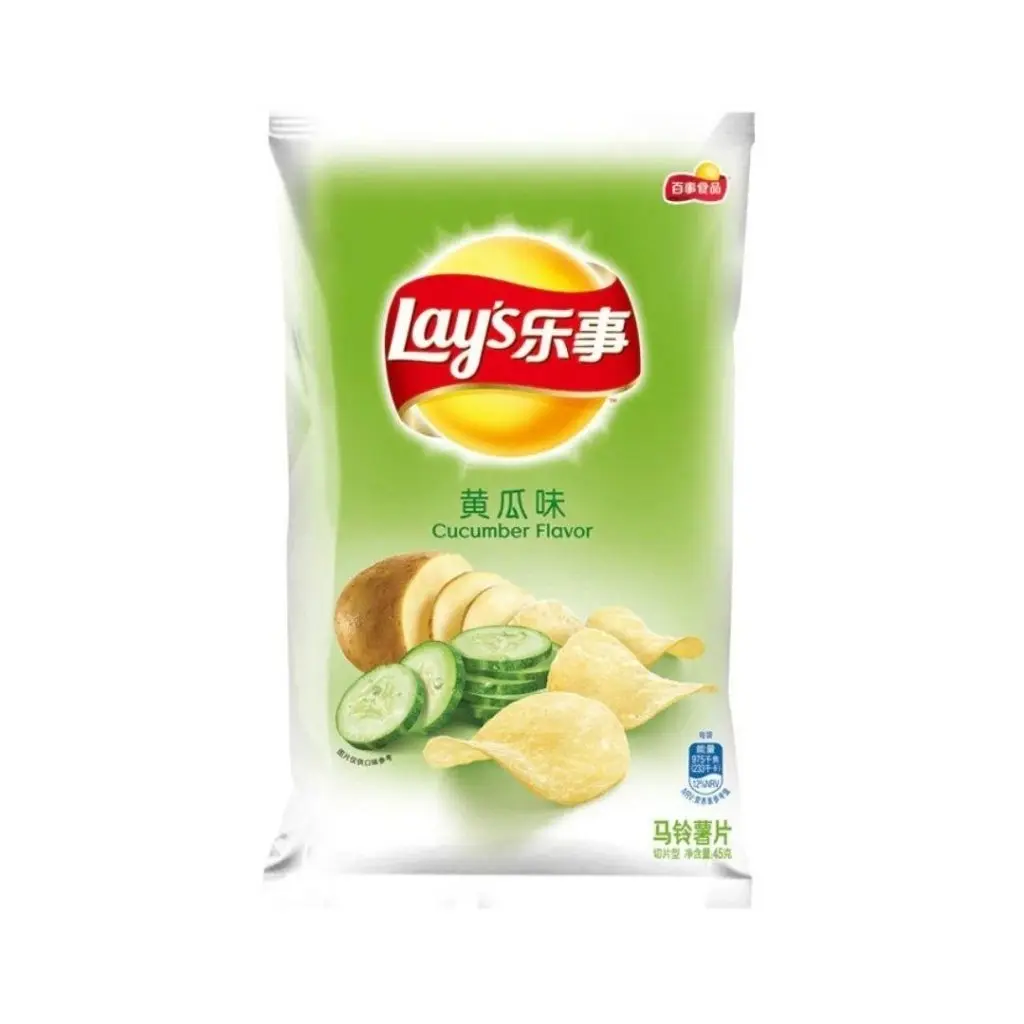 Lay's Cucumber Flavor Potato Chips - Light Crunchy Snack, Fresh Taste, Room Temperature, 70g Crisps