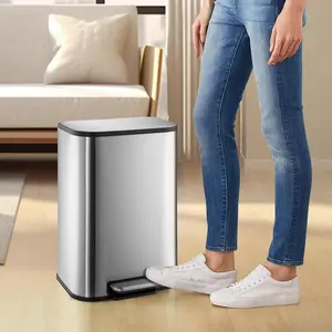 Gaomon Stainless Steel Trash Can - 3.2 Gal/12 L Small Rectangular Bin with Soft-Close Lid, Pedal, Inner Bucket for Home, Office