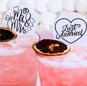 Just Married 2 Pack-40 Count Edible Cocktail Toppers