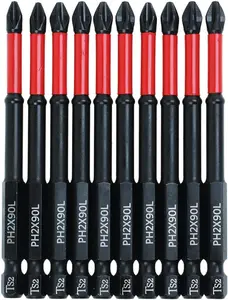 10 Pack Phillips PH2  Anti Slip  Bit Set 3-1/2" Length TS2 Anti-Slip Long Drill Bits Impact Driver Bits