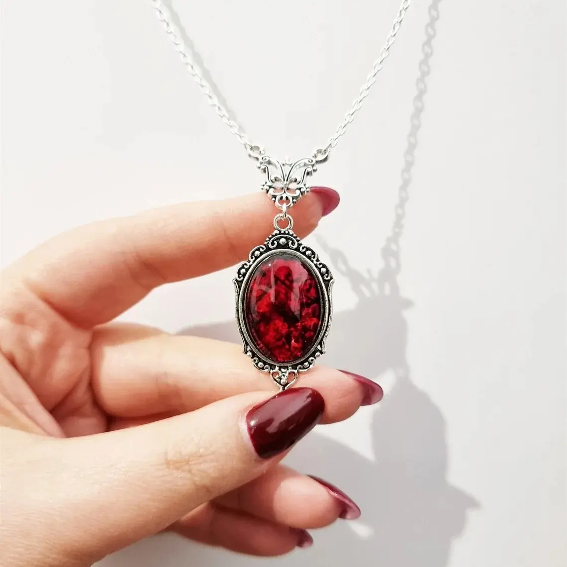 Unisex Vintage Stardust Crystal Engraved Pendant Necklace - Rock Style, Elliptical Satan Demon Costume Jewelry Necklace