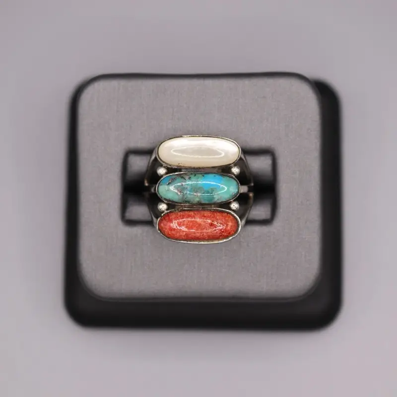 Sterling Silver Stone Ring - Multi Color Stone Design