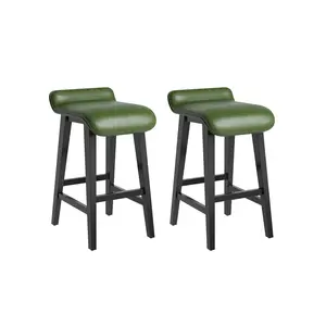 Set of 2/4 Modern Farmhouse Counter Height Bar Stools – 26.2" Sturdy Wood Frame, Wide PU Leather Upholstered Seats – Ideal for Kitchen Island, Pub, Counter Bar