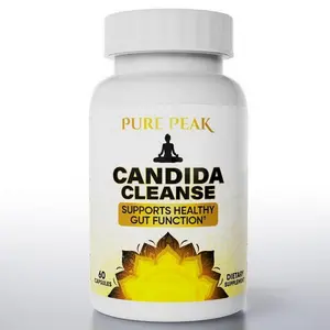 Pure Peak Candida Cleanse - Natural Gut Flora Support & Detox Formula with Oregano Leaf, Caprylic Acid, Probiotics, Aloe Vera & Reishi Mushroom, 60 Capsules