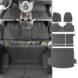 Trunk Mat Compatible with 2017-2022 Honda CRV Floor Mat Backrest Mat Replacement for 2017-2022 Honda CR-V Accessories (Fit 2017-2022 Hybrid Model, Rear Backrest Mats+Rear Trunk Mat+Floor Mats) Car Interior Kit