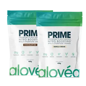Alovéa PRIME Shake - Premium Plant-Based, Nitro Boosting, Multi-Purpose Protein Shake with Plant Proteins, Prebiotic Fiber, and Digestive Enzymes