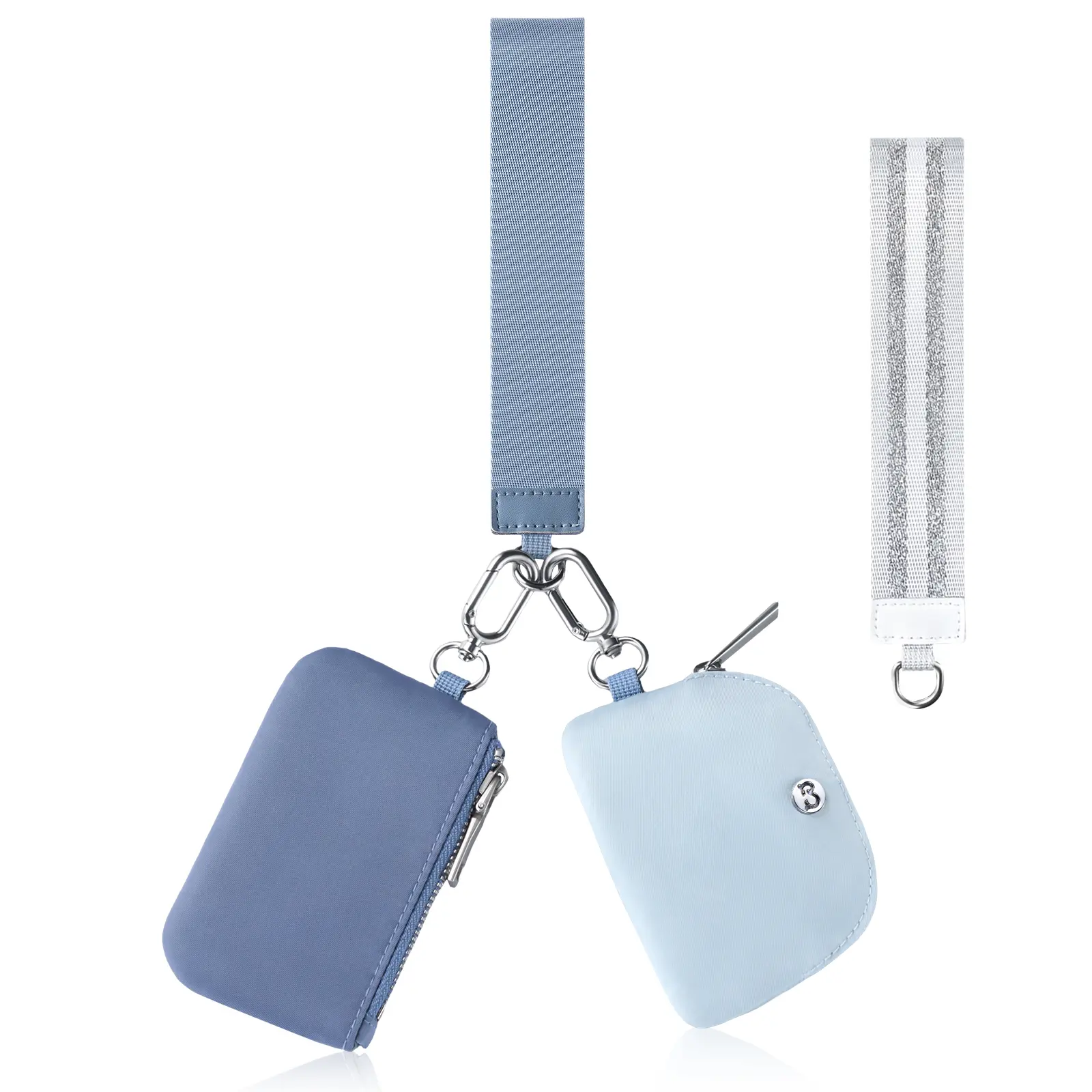 Babysun Zip Around Keychain Wristlet Wallets for Women Dual Pouch Coin Purse With 2 Detachable Keychains Portable