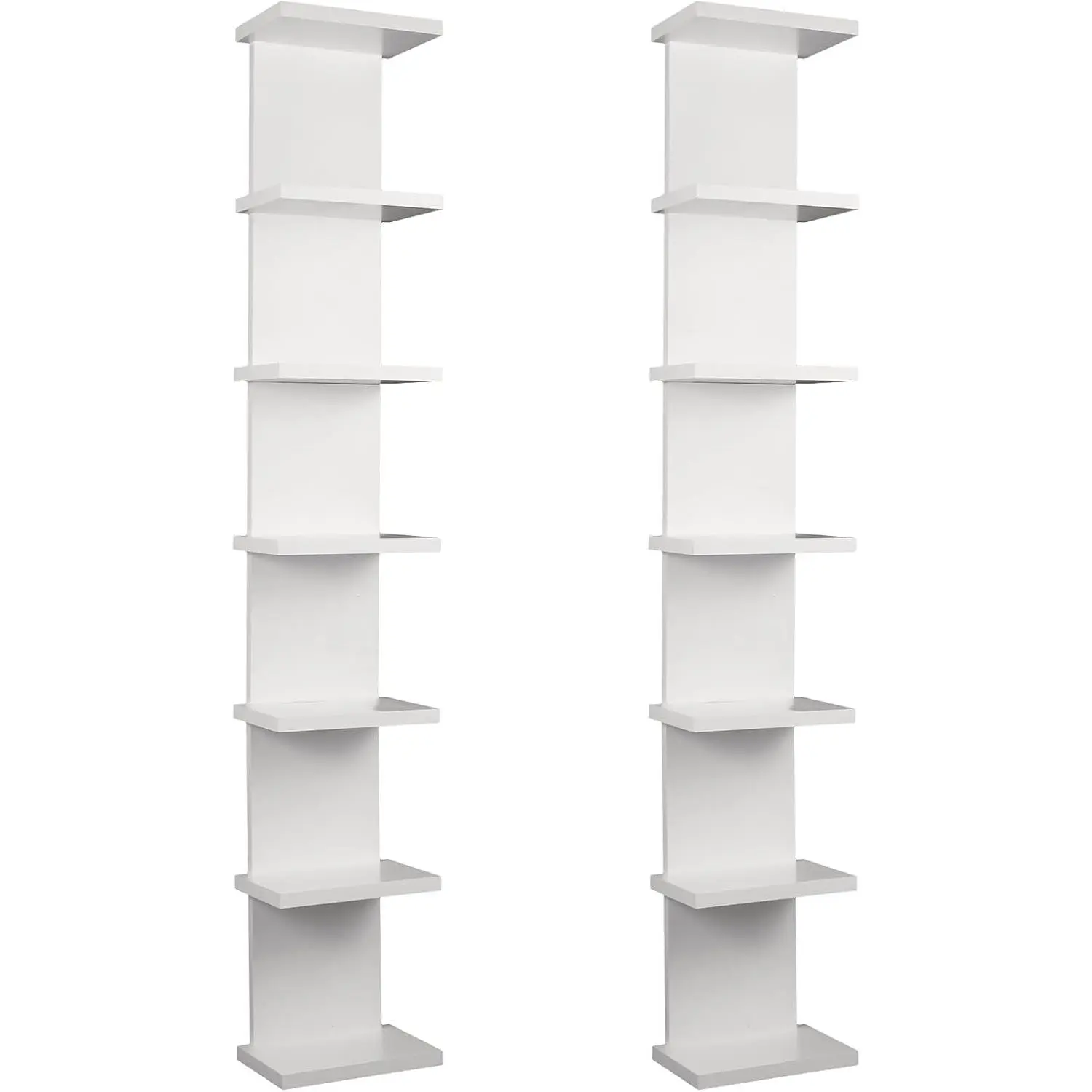 2 Pack 7 Tier Wall Shelf Unit - 7-Tier Lack Floating Shelf, Compact Display Floating Shelves, Vertical Column Wall Decor Mount Float Storage Tall Tower Shelves for Bedrooms, Living Rooms Sibosen Decorative Wood Wooden