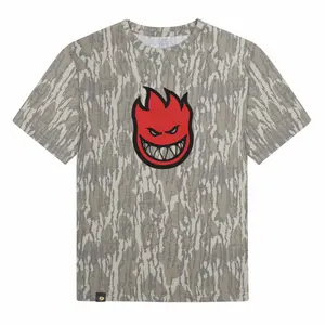 Vintage Red Flame Devil Graphic Camo Tee for Men | Skate Streetwear Fashion Shirt