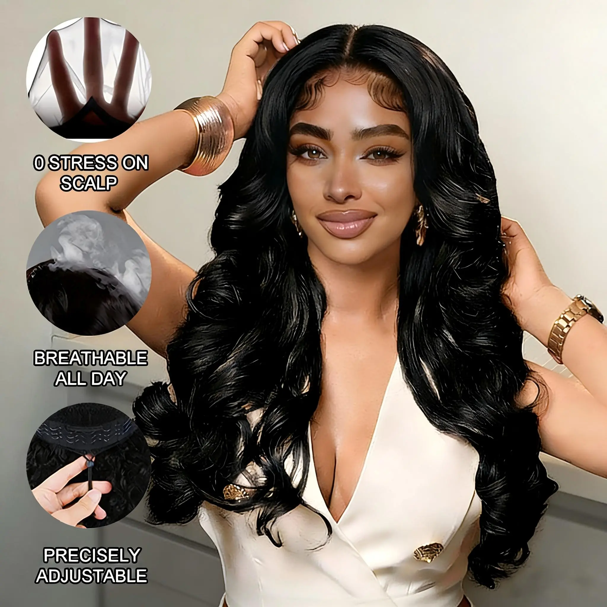 [Cheapest Price] Goulus 3s Ready To Wear Glueless 7x6 HD Lace Front Wig Human Hair With Pre Plucked Natural Hairline Pre Cut Lace No Glue Needed Body Wave Wig High Density 200% Density Soft & Full Human Hair Beginner Friendly Wig For Black Women