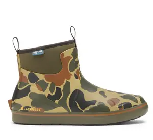 Men's Alpha Deck Boots - Hardwoods Duck Camo - Waterproof Slip - On Fishing Shoes - Boating Garden Outdoor Shoes, Durable Deck Footwear Gift for Him or Dad