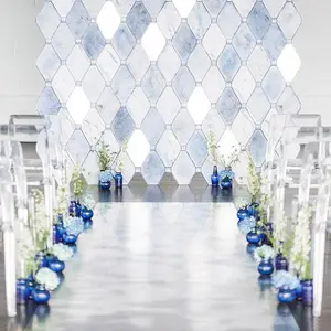 3 x 66ft Mirrored Floor Wedding Aisle Runner Double Sided Silver Runner Rug for Indoor Outdoor Wedding Graduation Party Birthday
