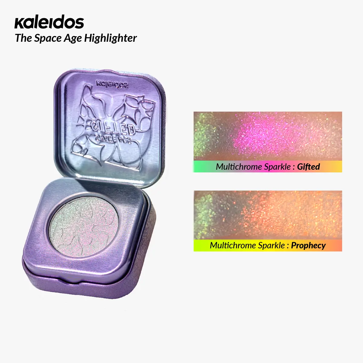 Kaleidos The Space Age Multichrome Highlighter | Color-Shifting, Multichrome, Translucent & Highly Reflective, Rave Makeup, Festival Makeup, Cosmetic Gift