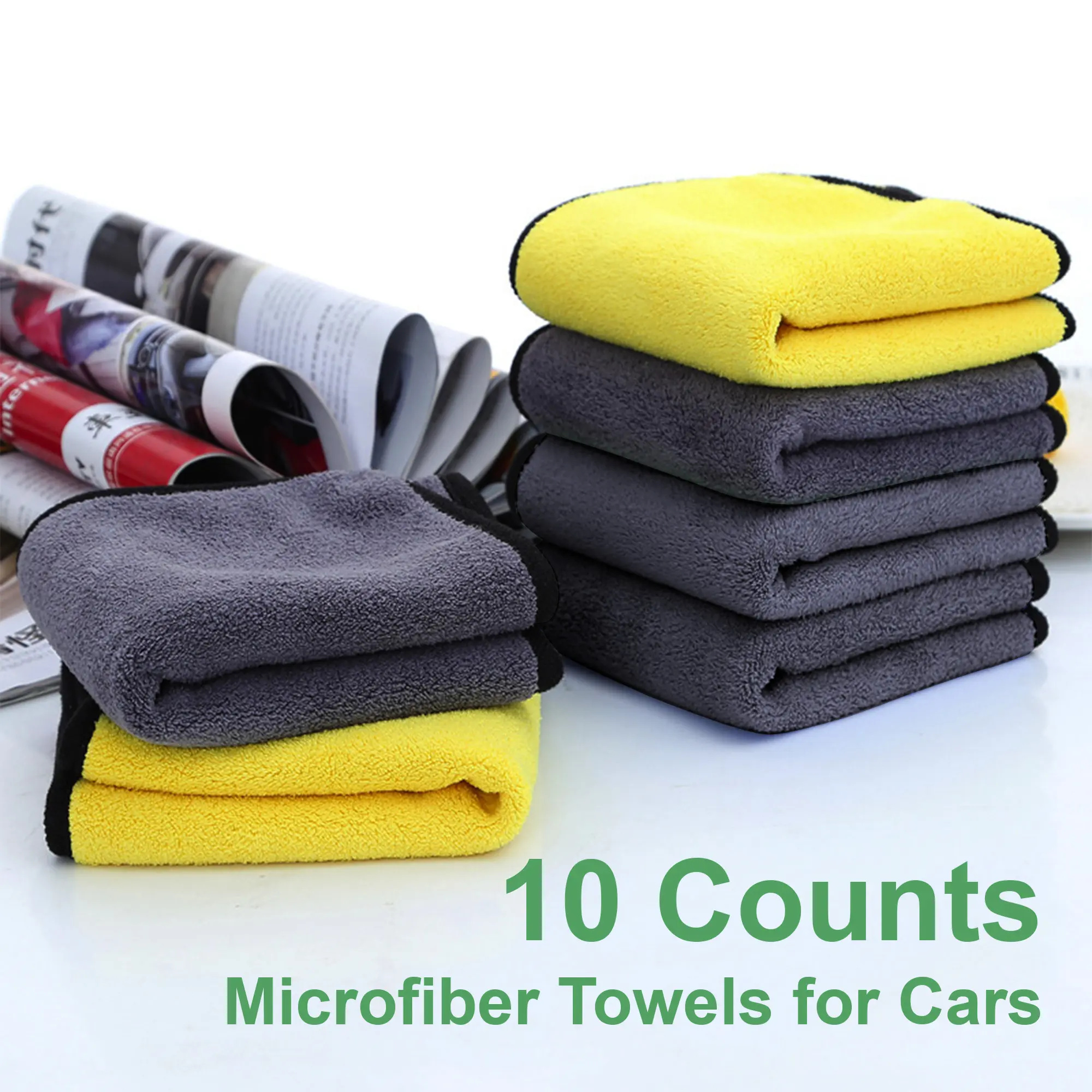 10 Counts Thick Cleaning Cloth,Towels for Cars,Rags for Kitchen,Lint Free Microfiber,Polishing Waxing Dry for Cars Absorbent Towel,Rags for House