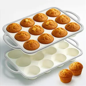 1Pack Silicone Muffin Pan for Baking with Metal Reinforced Frame, 12 Cup Regular Size Cupcake Pan, Silicone Muffin Tray, Cupcake Baking Pan Bite Molds for Oven Dishwasher Safe Baking Tools