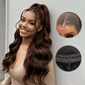【NEW】Medium Coffee Brown 13x4 Pre-Everything Lace Frontal Loose Wave Drawstring Wig with Face Framing Layers 180% Density Human Hair TikTokShopStockUp