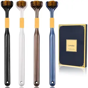 4-Piece Set of 3-Sided toothbrushes Adults, Extra Soft toothbrushes for Adults, Medium Toothbrush for Comprehensive Care of Teeth and Gums.