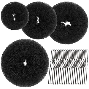 Hair Donut, Hair Bun Maker, Black(Extra-large, Large, Medium and Small)