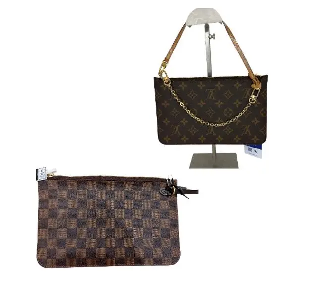 Pre-owned Louis Vuitton Used zippered pouch clutch bag, wristlet, available in two styles: Damier Ébene or monogram.