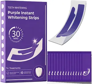 28 Pairs Purple Teeth Whitening Strips，Enamel Safe for Sensitive Tooth, Removes Yellow Stains & Bad Breath,Natural Color Enhancement for Brighter Smile, Daily & Travel Use