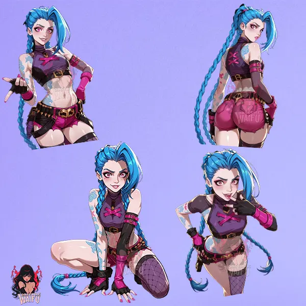 Jinx (Archane/League) Waifu Stickers - 4 pack