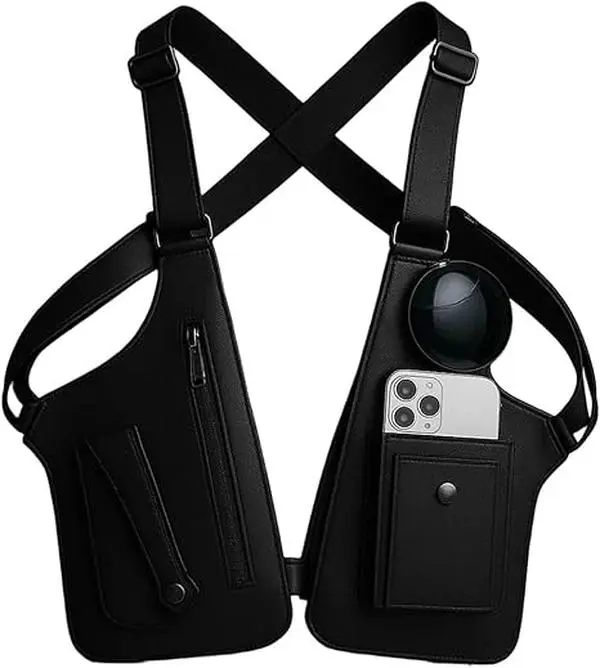 Double Shoulder Armpit Bag for Men, Anti-Theft Underarm Shoulder Holster Bag with Adjustable Strap, Hidden Phone Wallet Pocket for Travel & Daily Commute (Multiple colors)