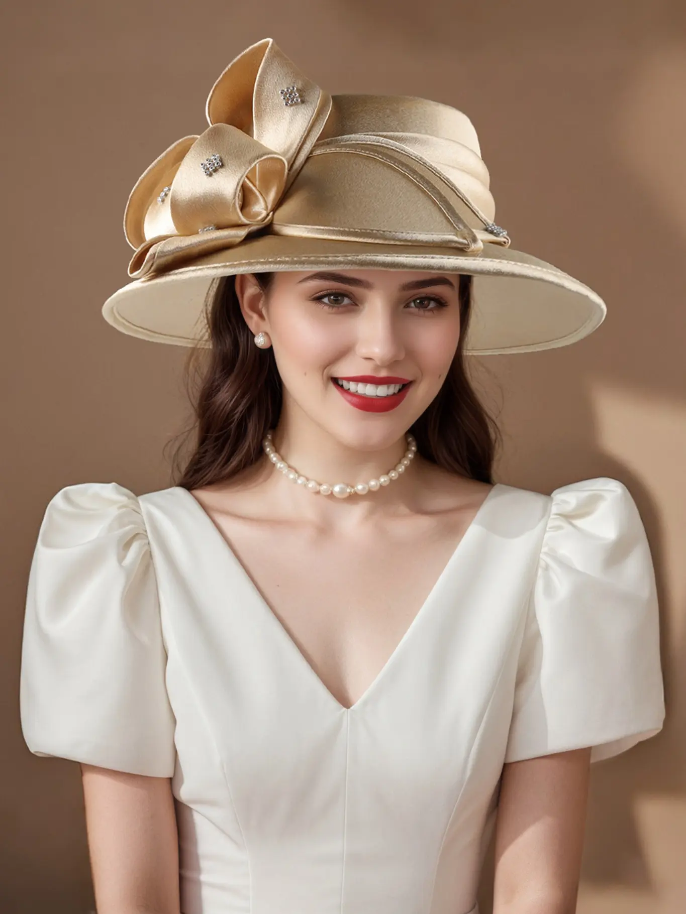 Women's Elegant Wide Brim Lace Premium High Quality Hat, Luxurious Style for Evening Parties, Tea Ceremonies, Church Events, Fashionable Accessory