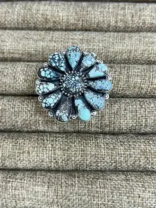 Handmade Sterling Silver Starfox Variscite Adjustable Ring Signed Nizhoni