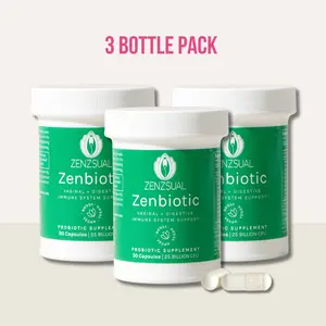ZENZSUAL Zenbiotic 3 Pack Women's Probiotic 25 Billion CFU 30 Capsules Optimum Health Supplement for Intimate Health Odor & pH Support Gut Health Vegan Friendly Digestive Support