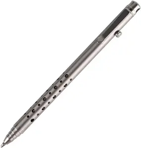SMOOTHERPRO TI701 Titanium Bolt Action Pen,Slim Retractable Pocket Ballpoint Pen for Effortless Carry,Parker Refill Compatible EDC Pen,Premium Business Gift for Men & Women Grey(TI701)