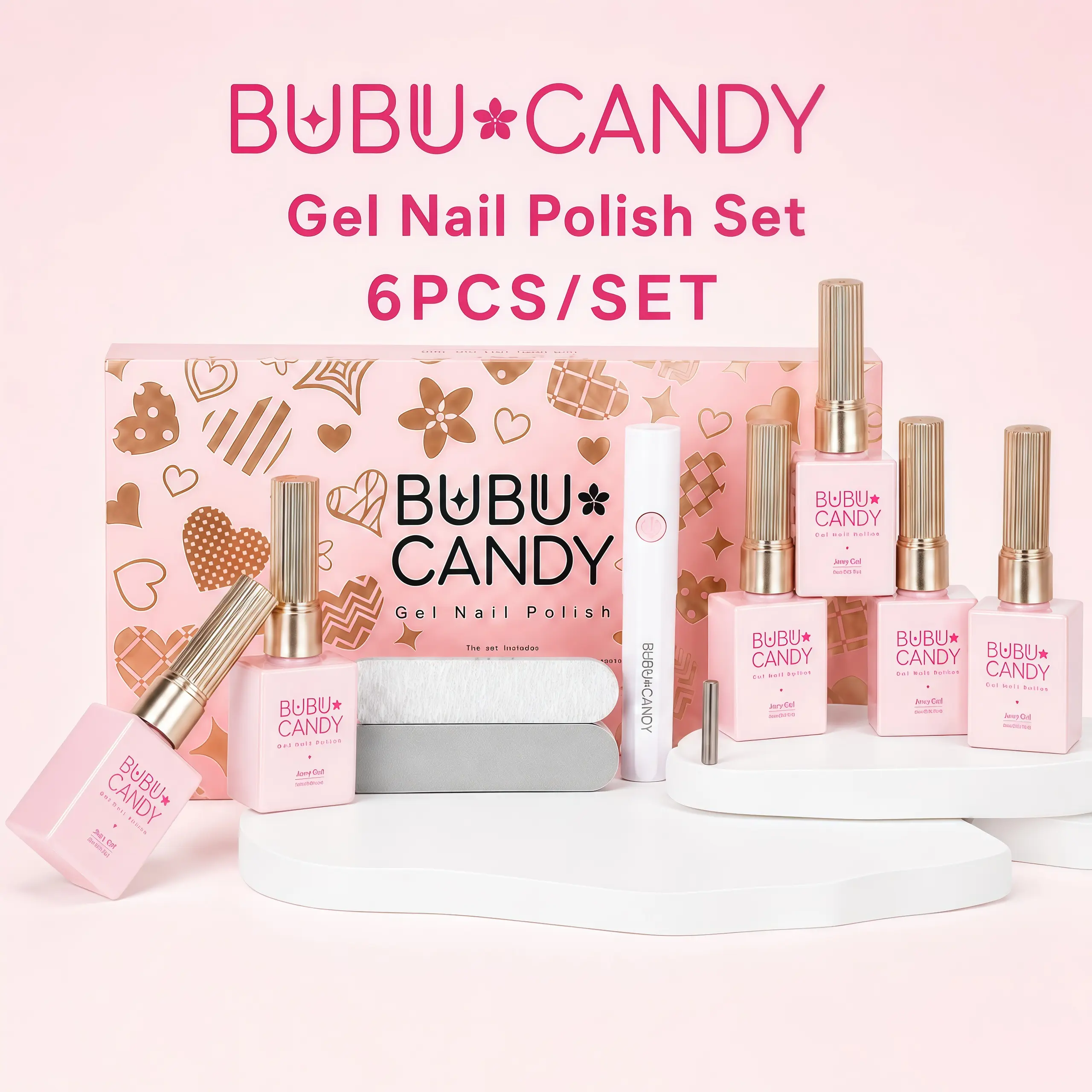 BUBU CANDY Minimalist Nude Gel Nail Polish Set, 6PCS 15ML HEMA-Free & TPO-Free UV Gel with LED Lamp, Solid Color Soak Off Gel for Home DIY Manicure tiktokshopbacktoschool