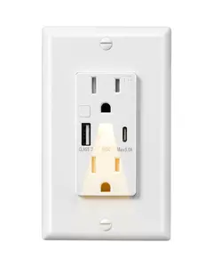 DEWENWILS USB Outlet with LED Night Light, 5V 4.8A Tamper-Resistant Wall Outlets with USB-A & USB-C Ports, Wall Plate for Kitchen, Bathroom, Office, White
