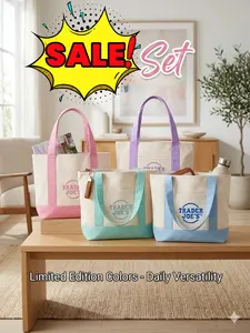 Women's Heavy Duty Canvas Tote Bag with Front Pocket - Reusable Grocery Shopping Handbag, Small Cotton Tote for Lunch, Daily Essentials (13" x 11" x 6")