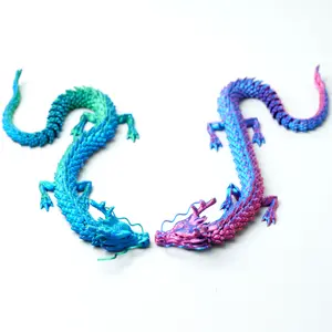 2pcs 12inch 3D printed dragon model toys, flexible joint animal doll statues, home and office desk decorations, holiday surprise gifts Ornaments