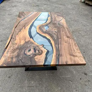 [BST013] Black Walnut Wood Epoxy Table custom epoxy river slab table, Executive Desk, Custom Large Epoxy River Table, Solid Wood Slabs Table, Large Computer Office Desk Workstation, Business Furniture for Home Office