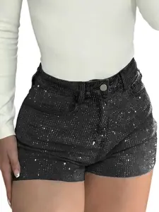 Summer New Rhinestone Full Rhinestones Embellished Design Slimming Bodycon Butt-Lifting Versatile Streetwear Trendy Pants Short