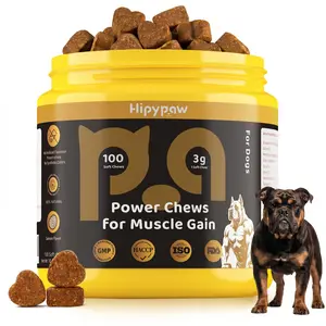 Hipypaw Dogs Power Chews – High-Protein Muscle & Weight Gain, Growth & Immunity Support, Salmon Flavor (100 Chews)