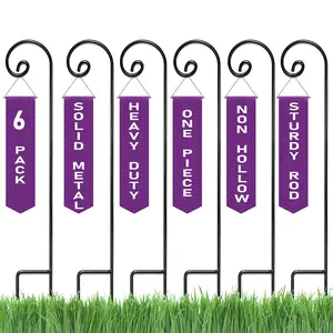 Ashman Shepherd's Hooks, Black, Made of Premium Metal for Hanging Solar Lights, Bird Feeders, Mason Jars, Garden Stakes and Weddings (6 Pack)