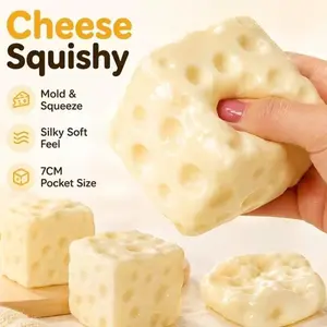 Creamy Filled Cheese Squish Toy with Vaseline Interior, Tactile Pinching Play Item, Realistic Food Design, Portable Leisure Toy & Nice Collection Piece for Fidget Hobby Enthusiasts