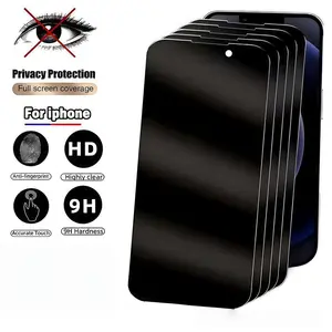 5 pieces pack Privacy Screen Protector Anti Spy Tempered Glass Compatible with iPhone 16 17 15 14 13 12 11 16e Plus Air Pro Max Anti-Peeping, Scratch-Resistant, Fingerprint-Resistant, Shockproof Protection hd clear iPhone 16 Pro Screen Protector protectiv