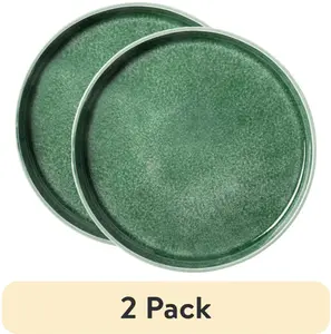 (2 pack) Green Stoneware Stackable Salad Plate