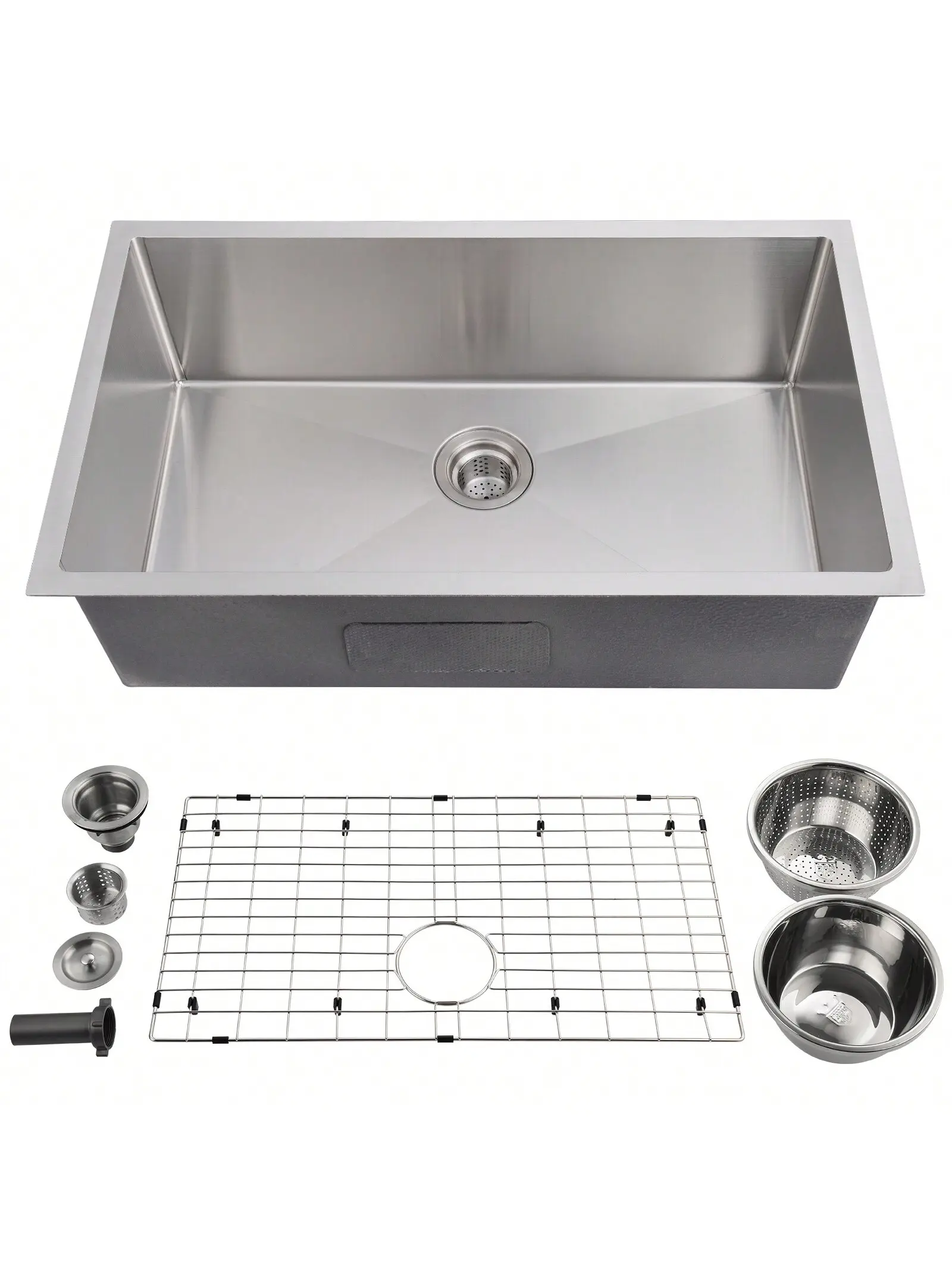 Homfan 16-Gauge Stainless Steel Undermount Large Rectangle 30/32 in Kitchen Sink - Easy Drain, Low Noise, Easy Clean, with Installation Accessories