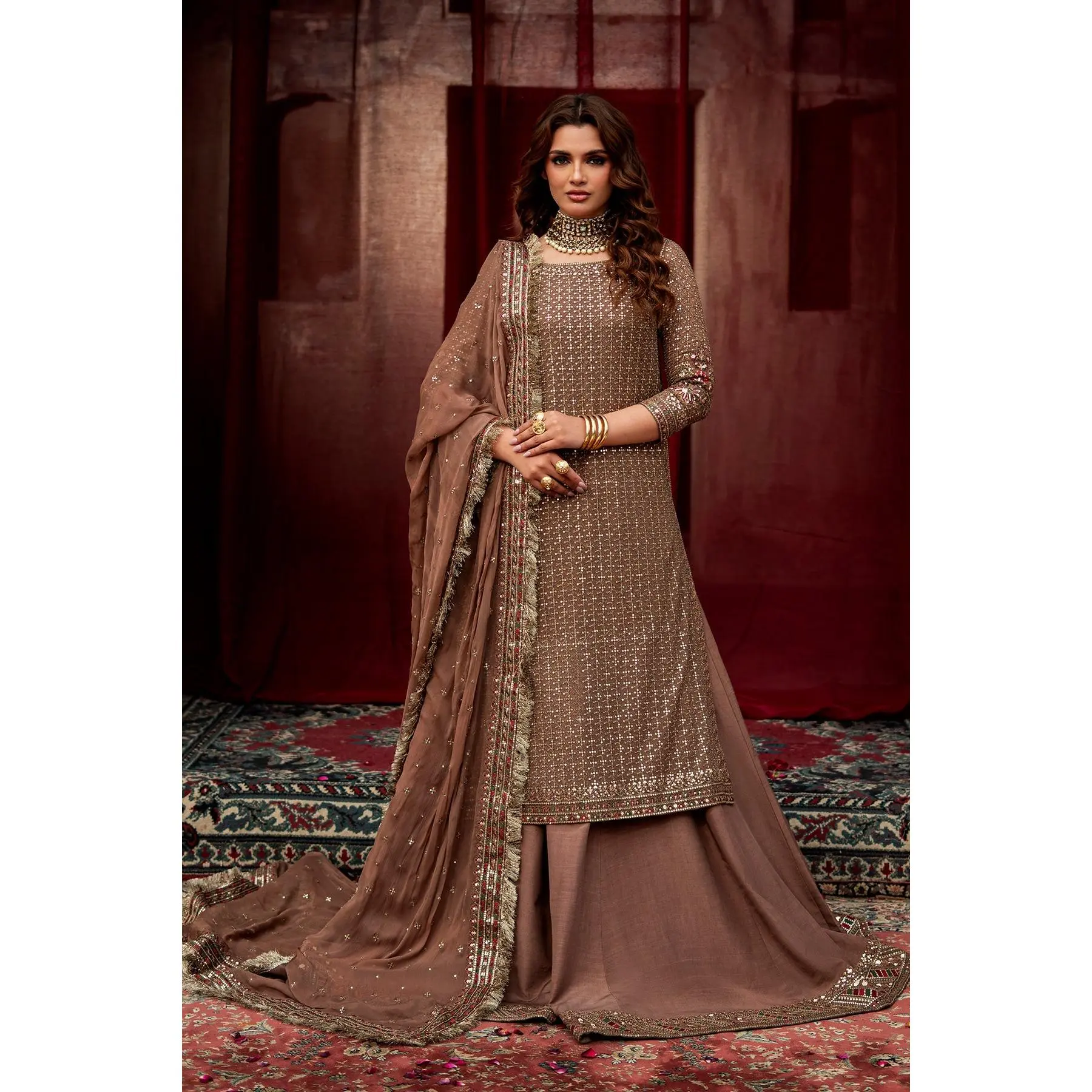 3-PC Embroidered Chiffon Suit CMA-6-221