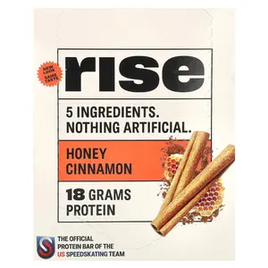 Rise Bar Protein Bar, Honey Cinnamon, 12 Bars, 2.1 oz (60 g) Each