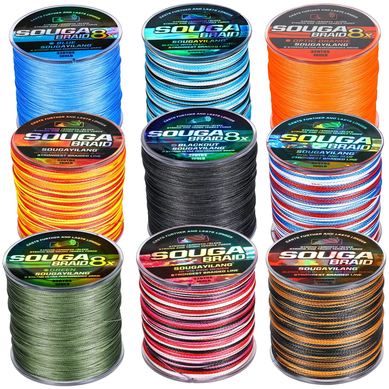 Sougayilang Braided Fishing Line - 320 yds Pro-Grade Fishing Equipment, Saltwater and Freshwater Tackle Accessory