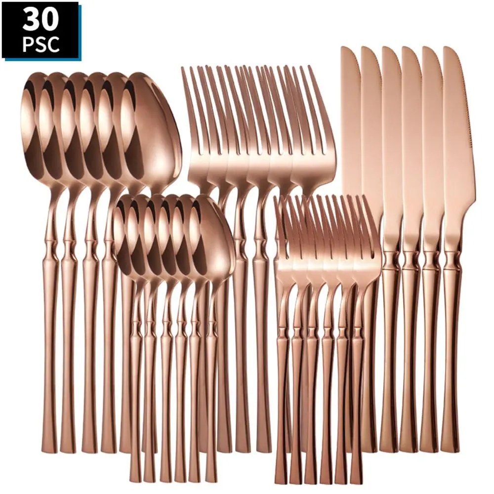 Stainless Steel Cutlery Set, 30pcs/set Forks Spoons And Knives Set Including Spoon, Fork, Knife, Tableware Set for Home Kitchen Dining Room Picnic Modern Tableware Sets