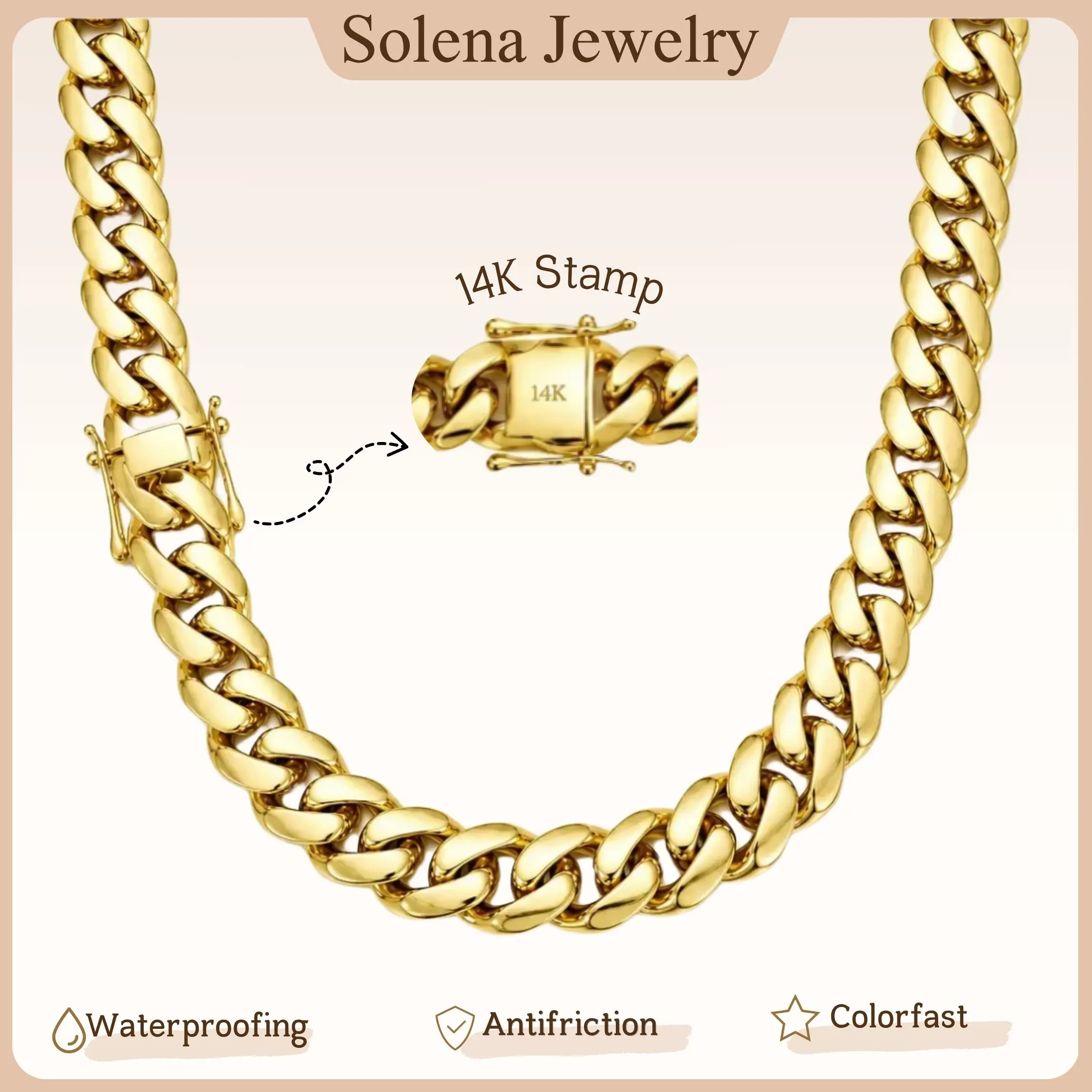 Unisex Brass Base Solid Links Gold Plated Cuban Chain Necklace - 8/12/16/20MM, Waterproof, Tarnish Resistant, Chunky Hip Hop Streetwear Jewelry, Everyday Luxury Statement Gift Necklaces for Him