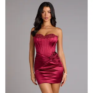 Alexia Satin Lace Bustier Mini Dress
